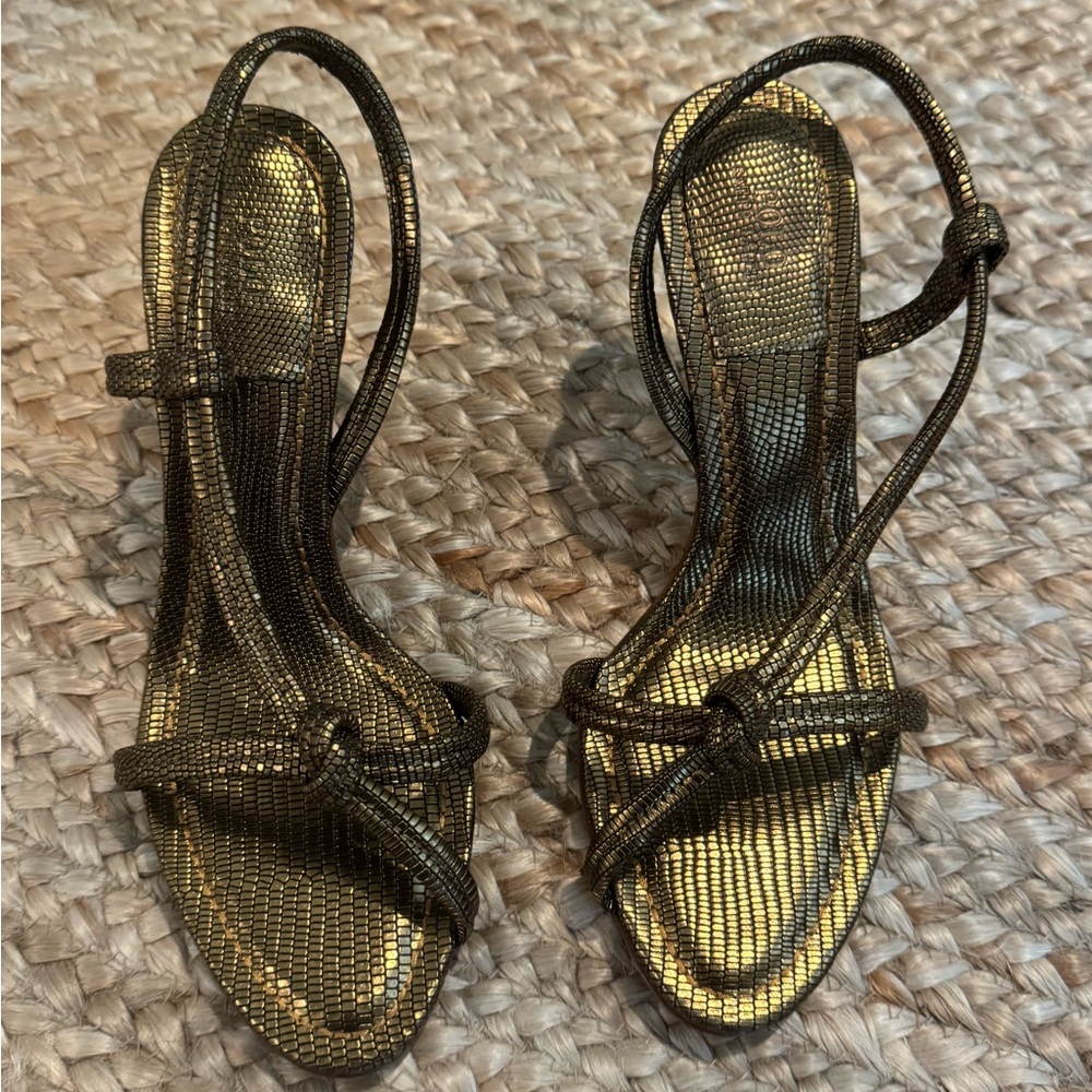 Gold Strappy Women's Leather Sandals